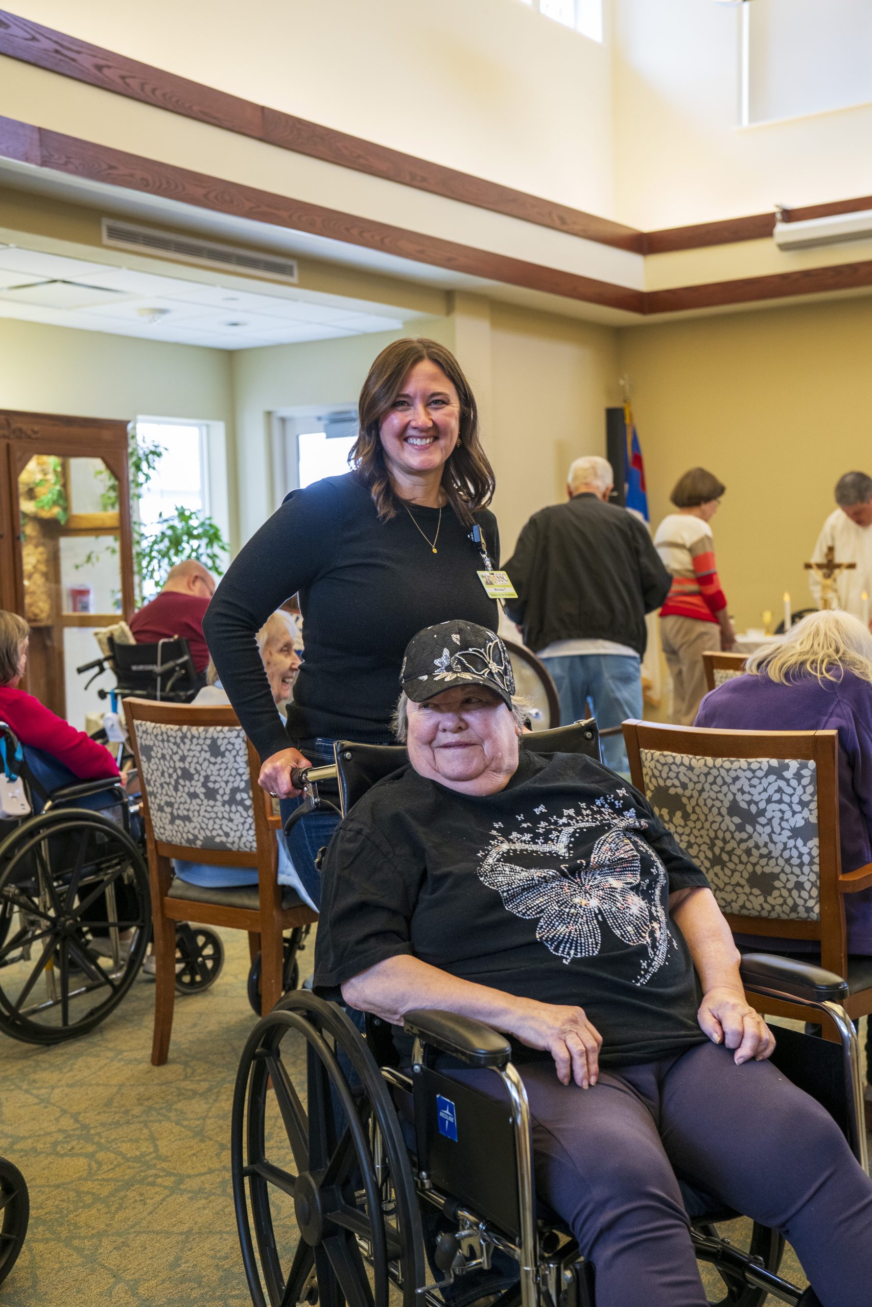 Residents and volunteers in a shared space