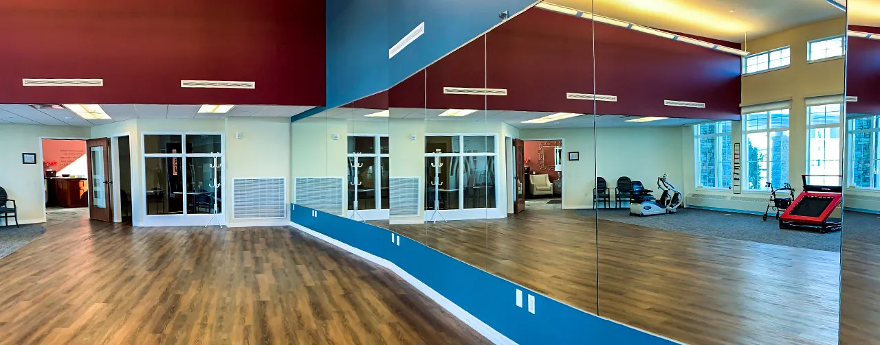 The therapy gym at Hickory Hills, Sheboygan Senior Community's short-term rehab household
