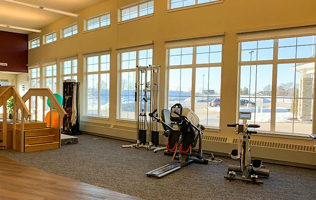 Rehabilitation equipment in the Hickory Hills therapy gym