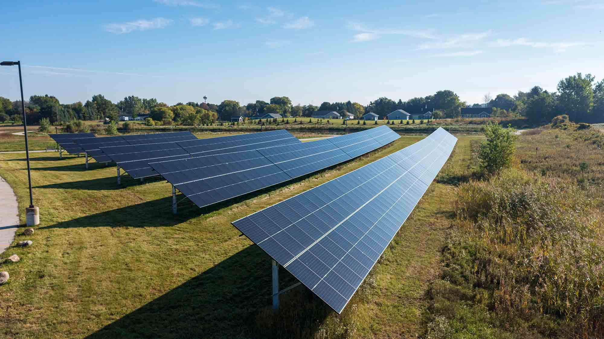 Ground-mounted solar array on the SSC campus